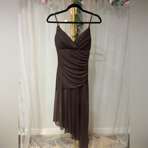 Teeze Me Asymmetrical Chocolate Brown Dress